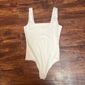 White Square Neck Body Suit